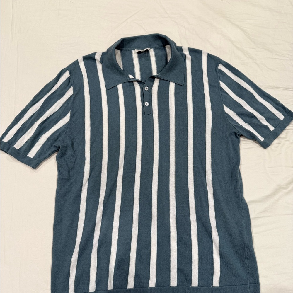 Men’s XL October Editions blue striped Polo